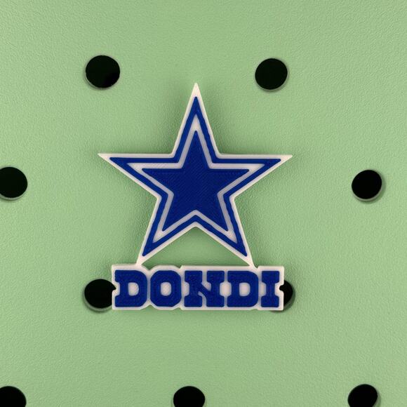 Personalized Dallas Cowboys Bogg Bag Name Tag, Cowboys Bogg Bag Charms - Picture 2 of 6